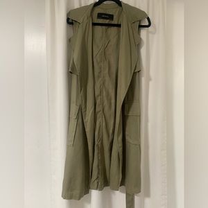 Zara Olive Green Long Vest Cardi in a size Large